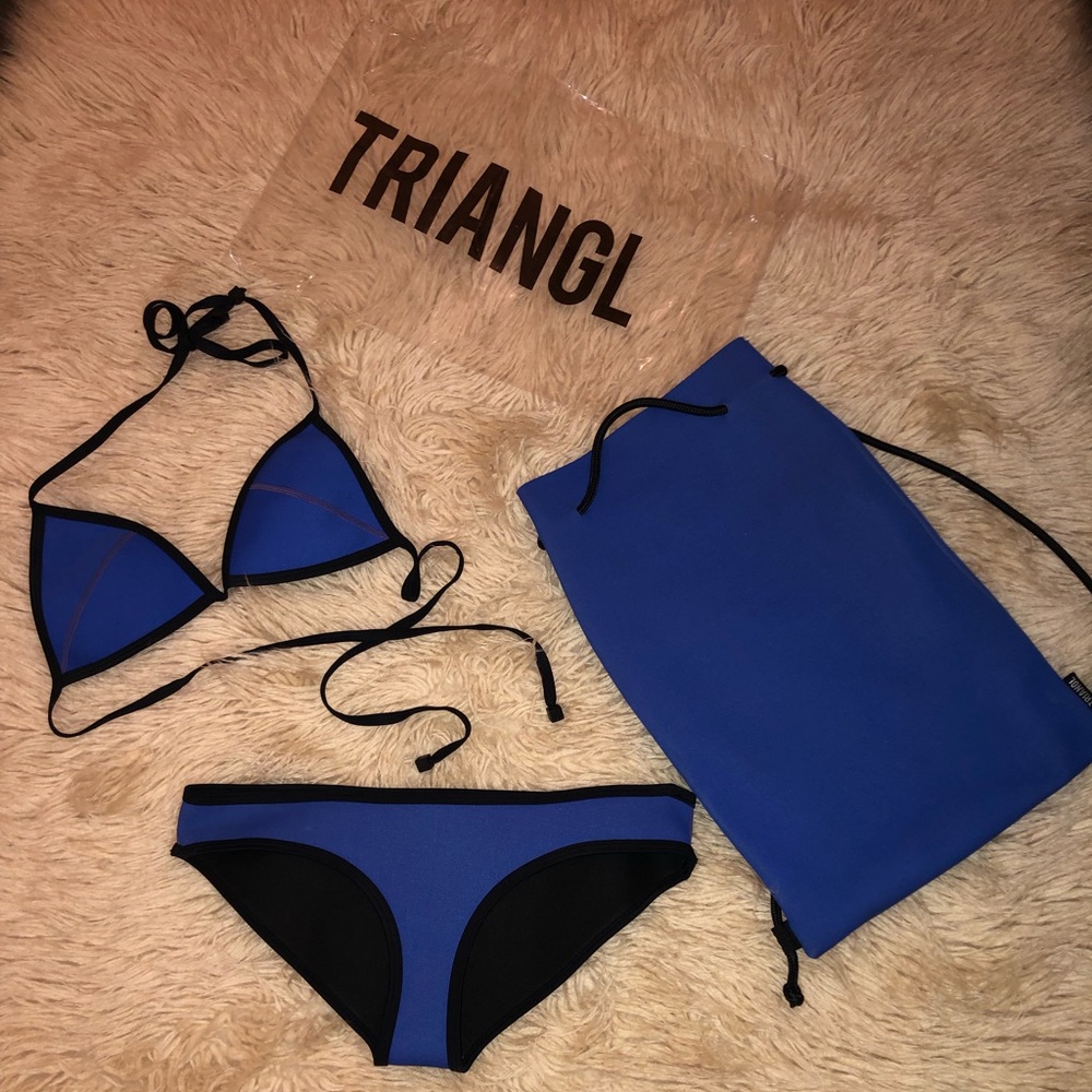 Royal Blue Triangl Swimsuit Set with Bag